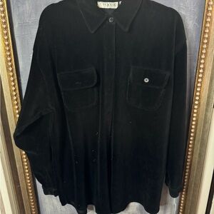 Chaus Sport Black textured Velvet Shirt. Size L.